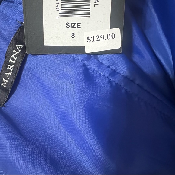 Marina Royal Blue Knee-Length Pleated Chiffon Strapless Dress Size 8 - Picture 8 of 11